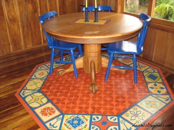 mexican tile painted dining room rug
