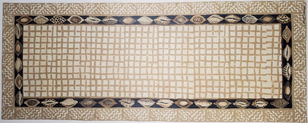 runner with handpainted cowrie shells on the border